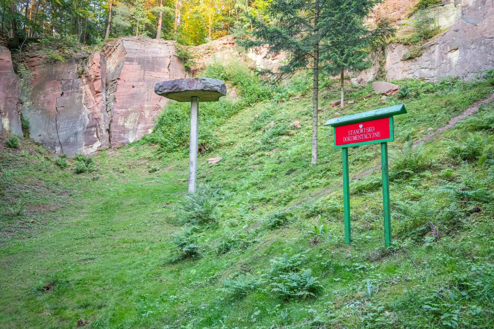 Ściany piaskowca w kamieniołomie Wykień, popularne miejsce wspinaczkowe